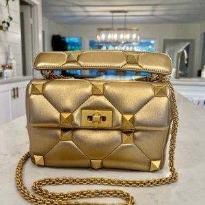 Valentino Roman Stud Medium Bag - Gold